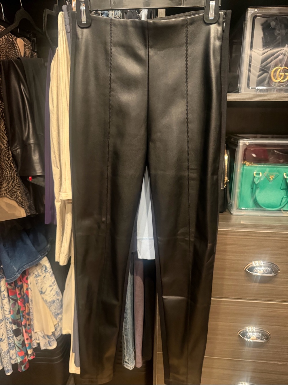 Ann Taylor Black Faux Leather The Seamed Legging